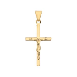 Stolpe Kreuz-Anhänger mit Jesus in 8-14 Karat - Groß